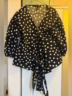 White House Black Market Polka Dot Wrap blouse size small
